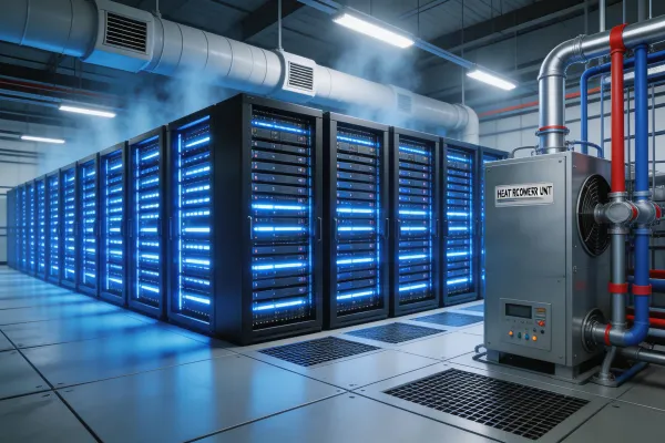 Data center heat recovery heat pump